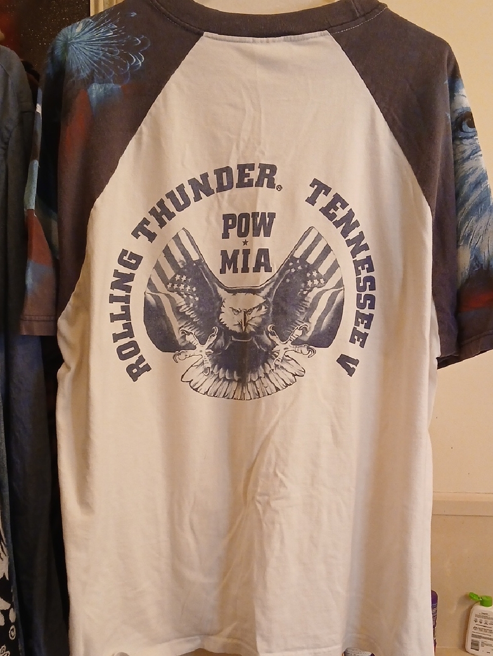 Rolling Thunder POW MIA [Everday :T-Shirt] - White/Navy. Made In USA sz.XL